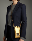 Virna. Phone Case. Gold laminated leather. X0029 F1902.