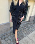 Juno Silk Dress - Vintage Sparkling Black. L/XL