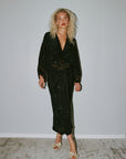 Juno Silk Dress - Vintage Sparkling Black. L/XL