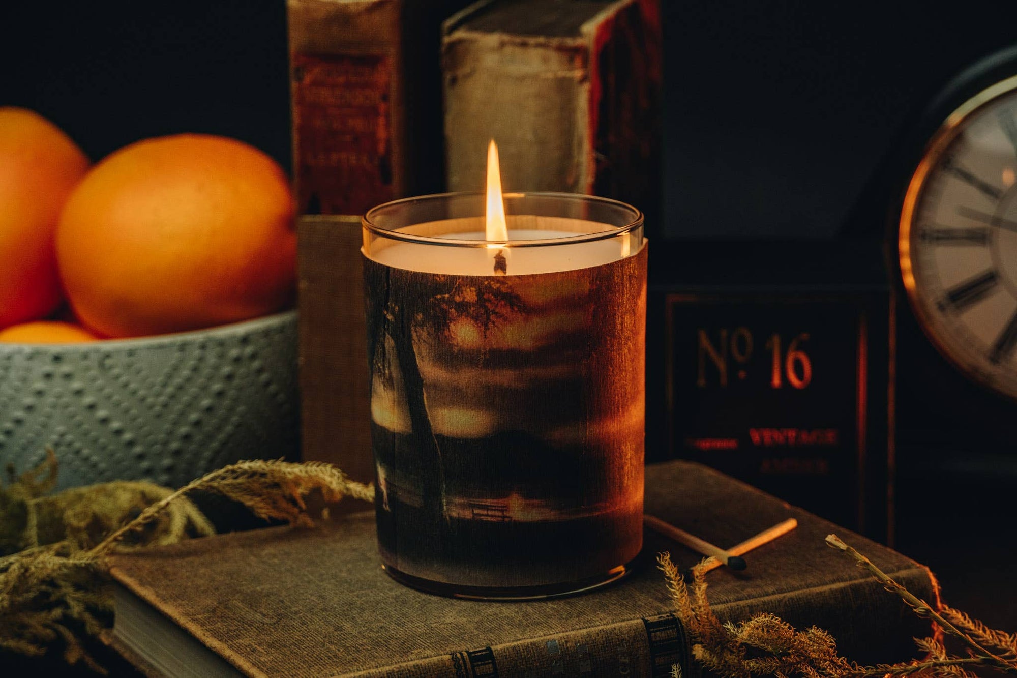 Spitfire Girl. No 16 Vintage Amber Wood Wrapped Candle