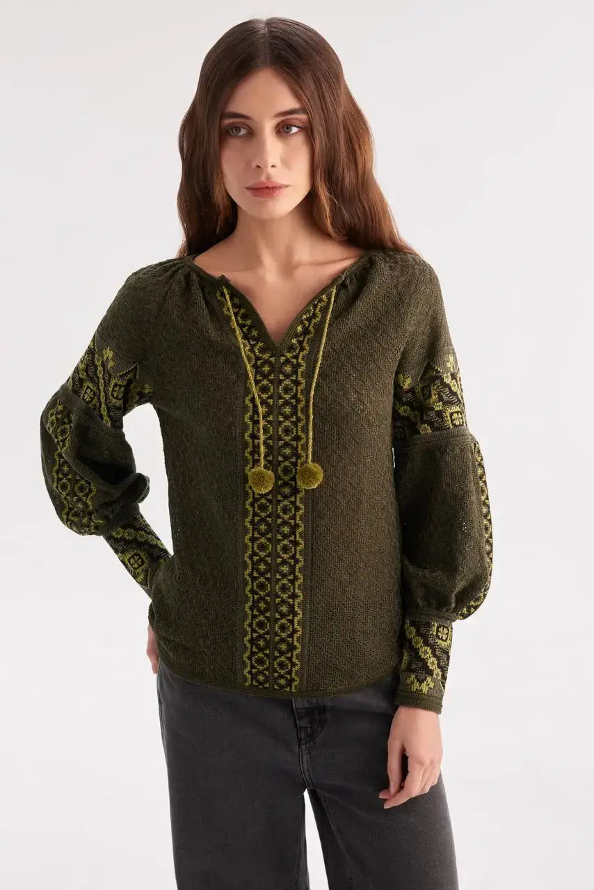 UKR. Knitted Women&#39;s Boho Blouse Smereka