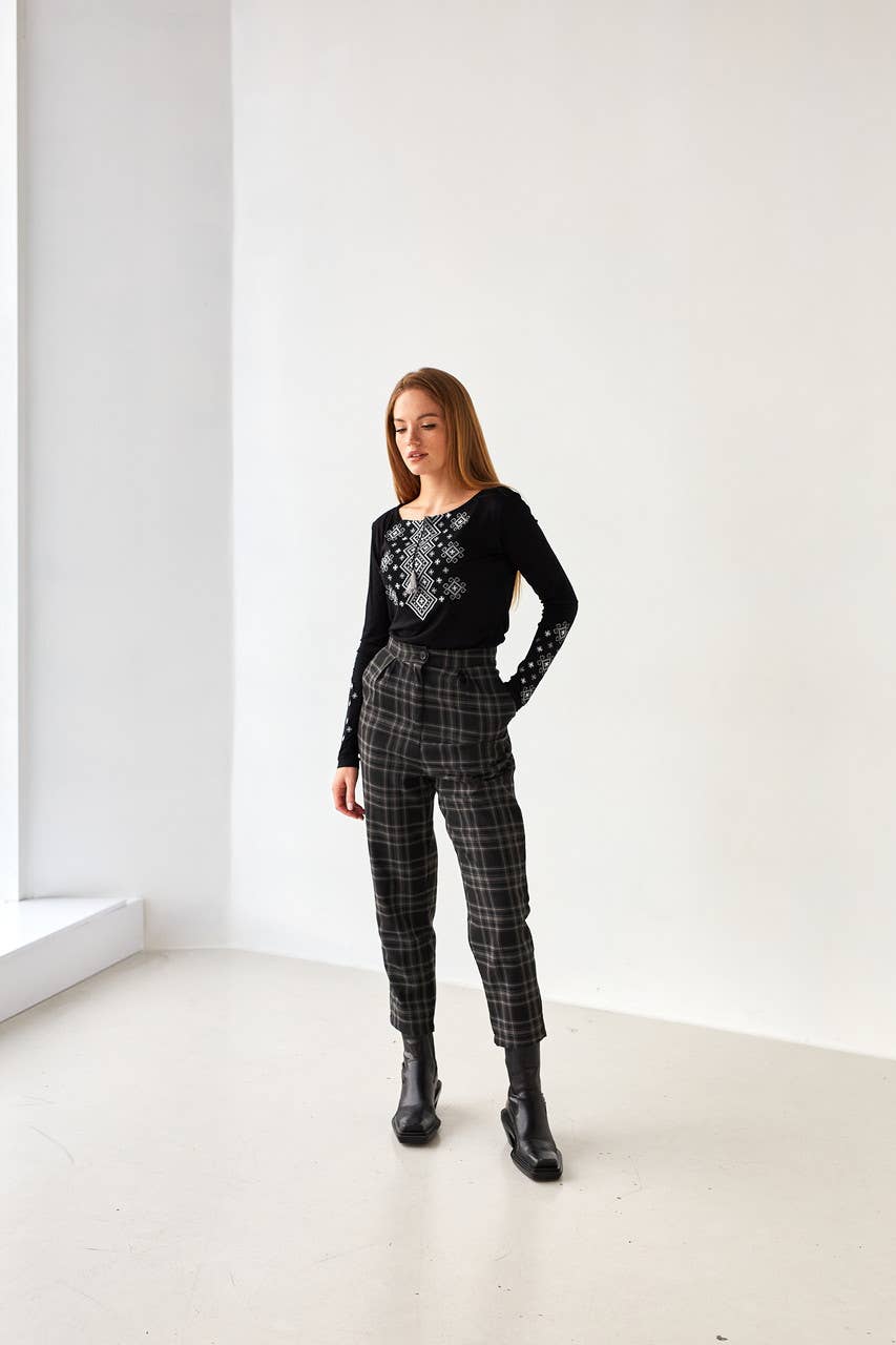 UKR. Embroidered T-Shirt Carpathian Ornaments, Black &amp; White