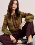 UKR.Embroidered Blouse Stefania Khaki