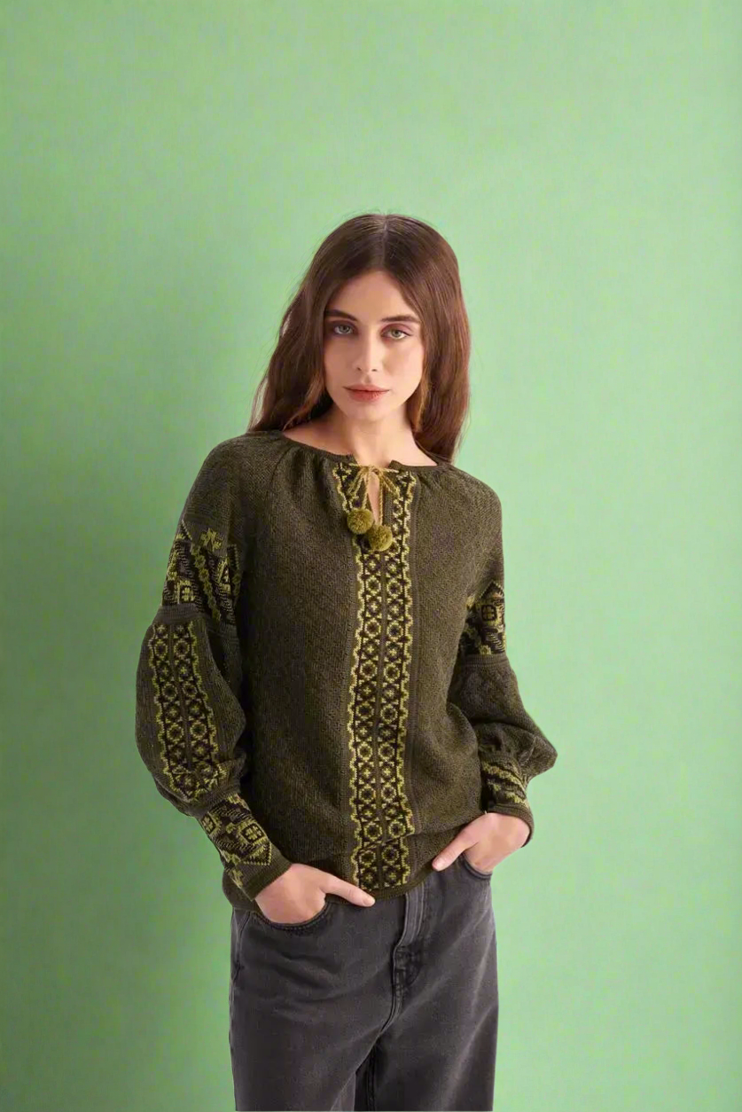 UKR. Knitted Women&#39;s Boho Blouse Smereka
