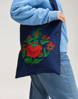 UKR.Cotton Embroidered Eco Shoulder Shopping Bag, Flower
