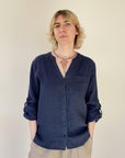 THING-dk. Linen Shirt. (7240).Color: Navy