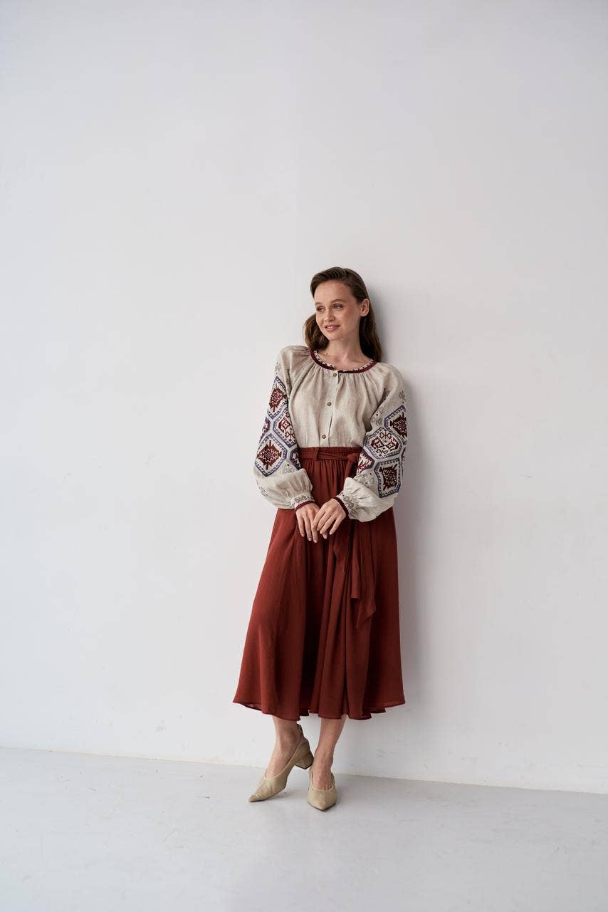 UKR. Embroidered Blouse Gorgani Beige