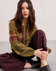 UKR.Embroidered Blouse Stefania Khaki