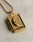 Tarot Card Rectangle Moon Locket Necklace