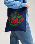 UKR.Cotton Embroidered Eco Shoulder Shopping Bag, Flower