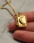 Tarot Card Rectangle Moon Locket Necklace