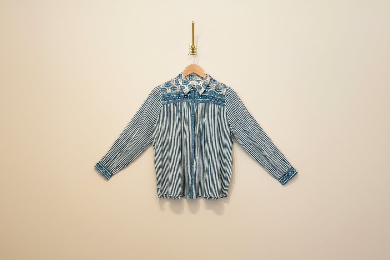 Maria Shirt - Mediterranean Stripes Blue Ink