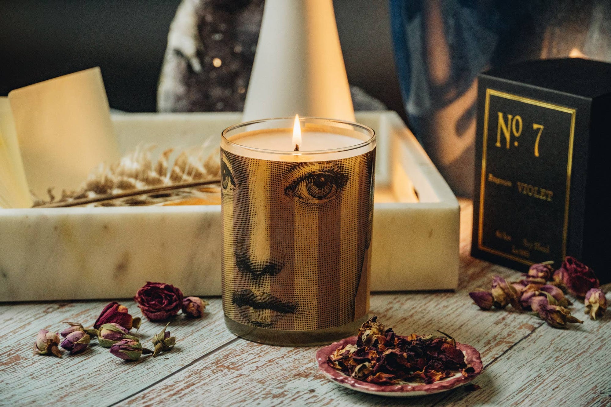 Spitfire Girl. No 7 Violet Wood Wrapped Candle