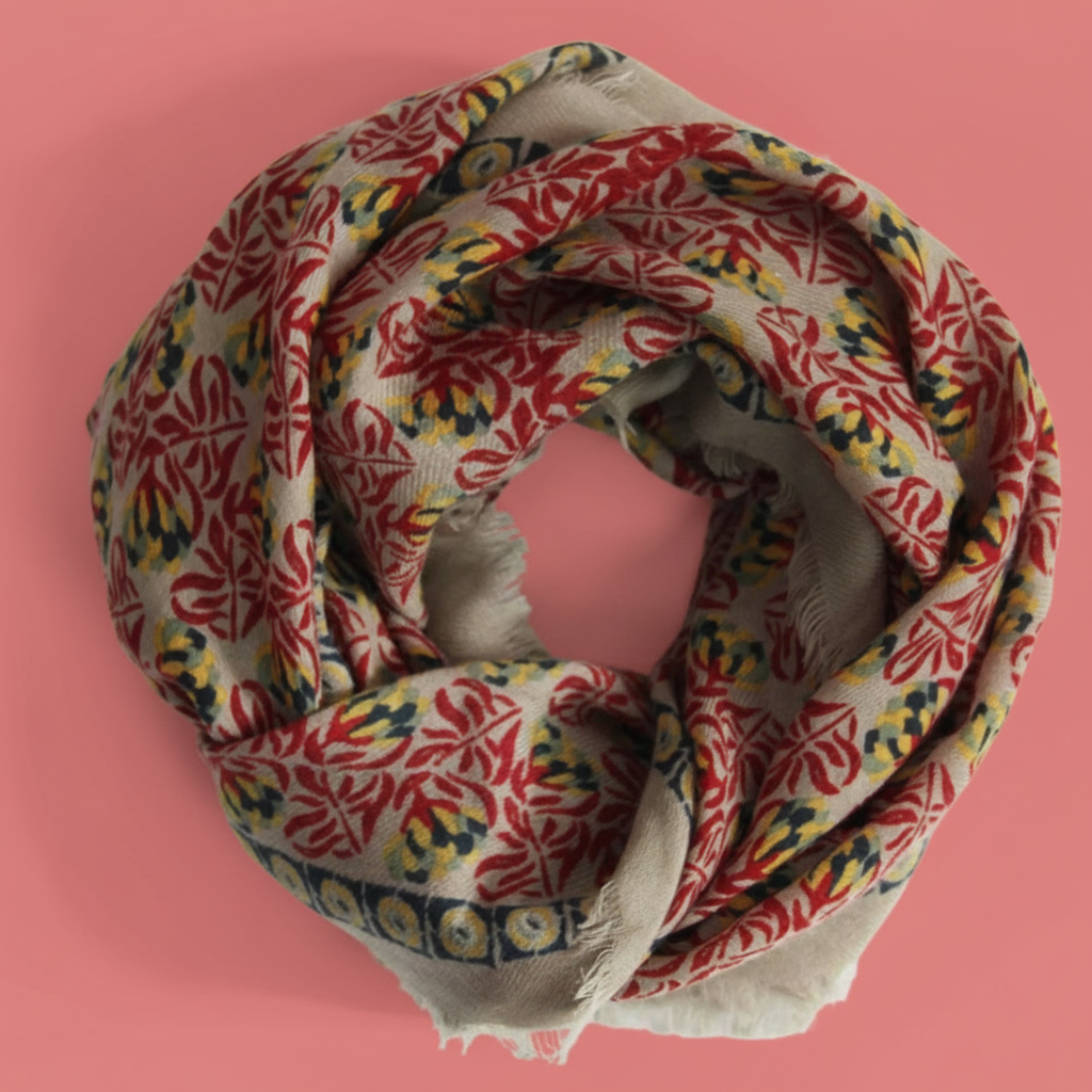 LES BELLES VAGABONDES. Rouge Red Poem Wool Square