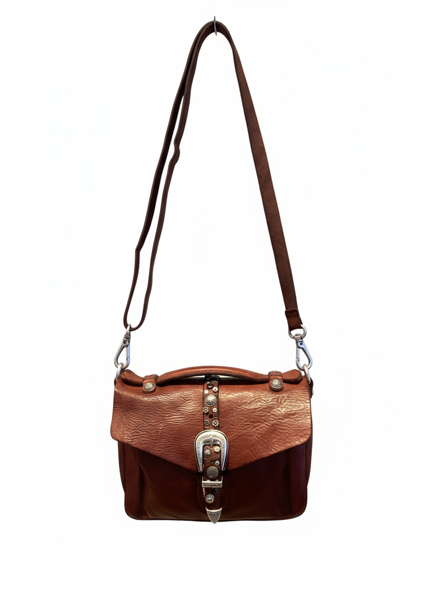 PORZIA Crossbody. Cow Leather. Strass/Fiori. Burgundy X2876 C4036.