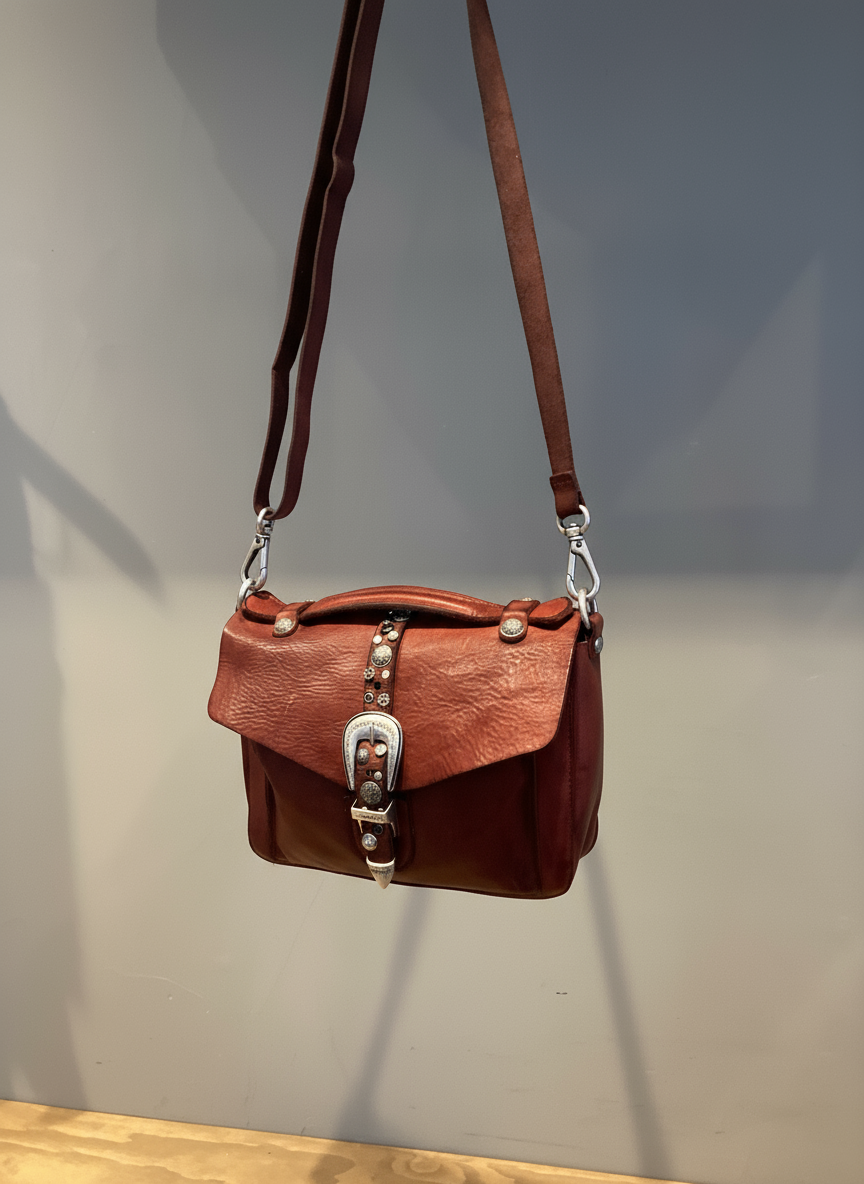 PORZIA Crossbody. Cow Leather. Strass/Fiori. Burgundy X2876 C4036.
