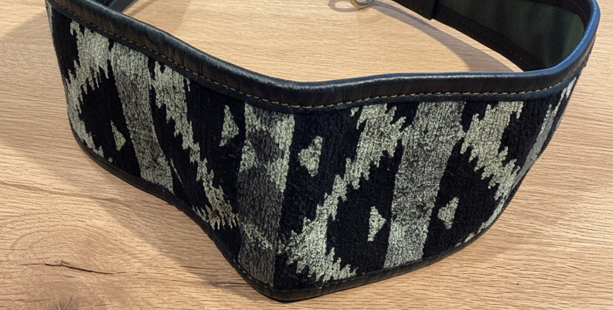 BELT KILIM Leather and fabric. Grey/Cream/Bottle/Black X2877F2906.