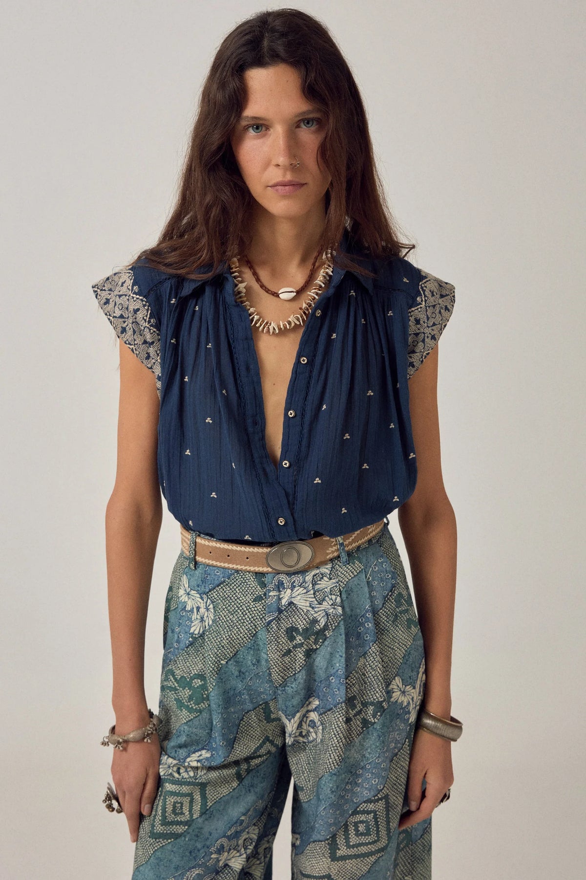 Simone Rabinowitz Karina Sleeveless Shirt - Deep River – by:rabinowitz