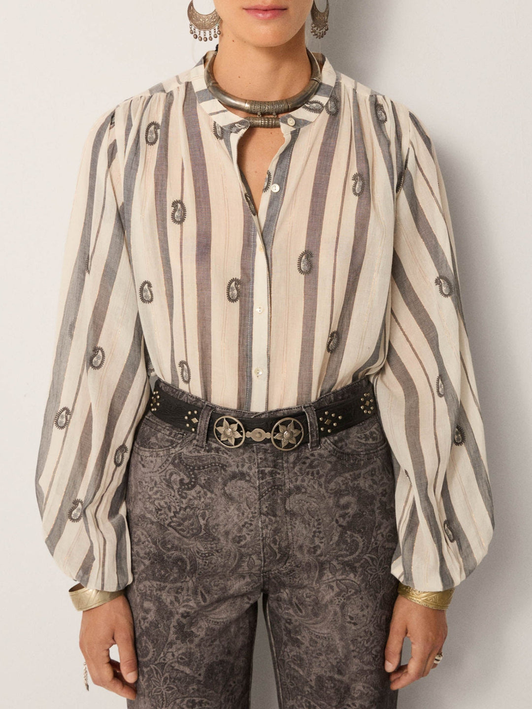 Perla Blouse - Desert Breeze Ivory Paisly