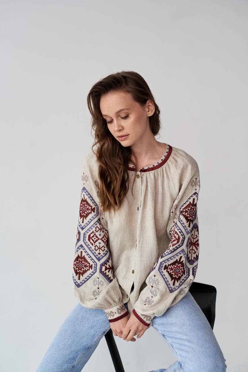 UKR. Embroidered Blouse Gorgani Beige