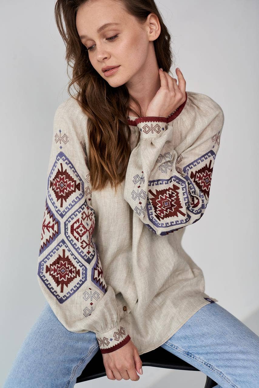 UKR. Embroidered Blouse Gorgani Beige