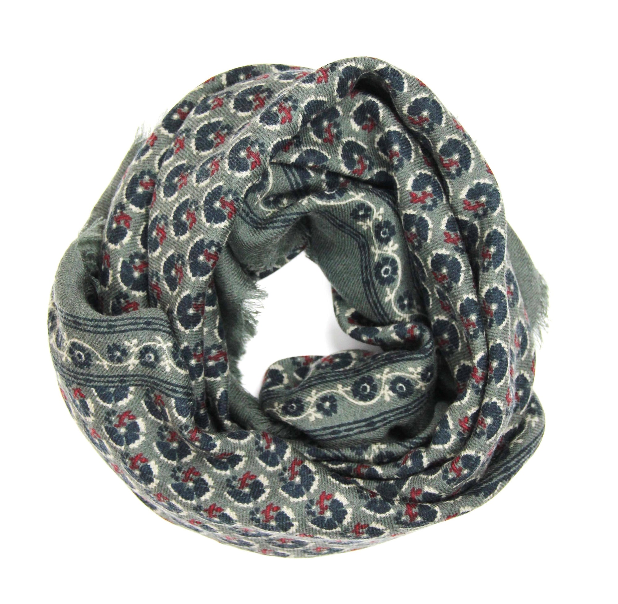 LES BELLES VAGABONDES. Valentine Khaki Wool Square