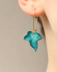 Peacock Ivy Leaf Earrings