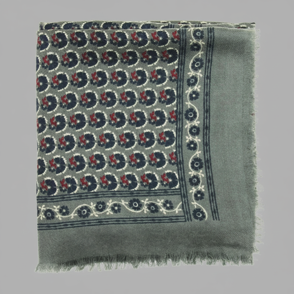 LES BELLES VAGABONDES. Valentine Khaki Wool Square