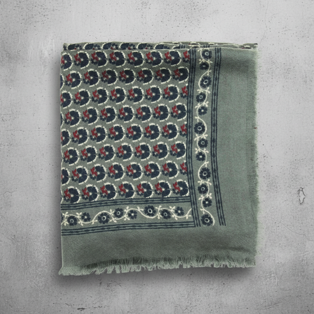 LES BELLES VAGABONDES. Valentine Khaki Wool Square