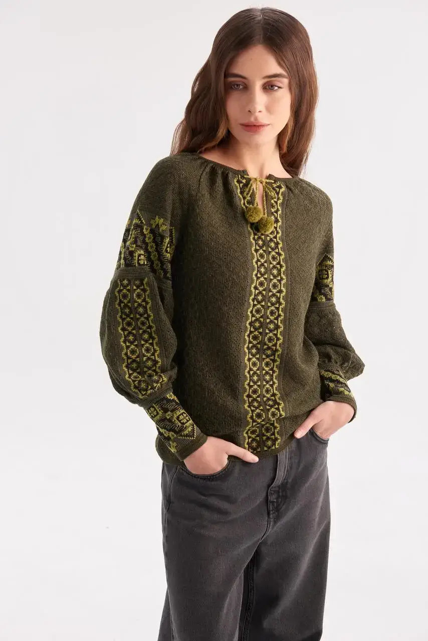 UKR. Knitted Women&#39;s Boho Blouse Smereka