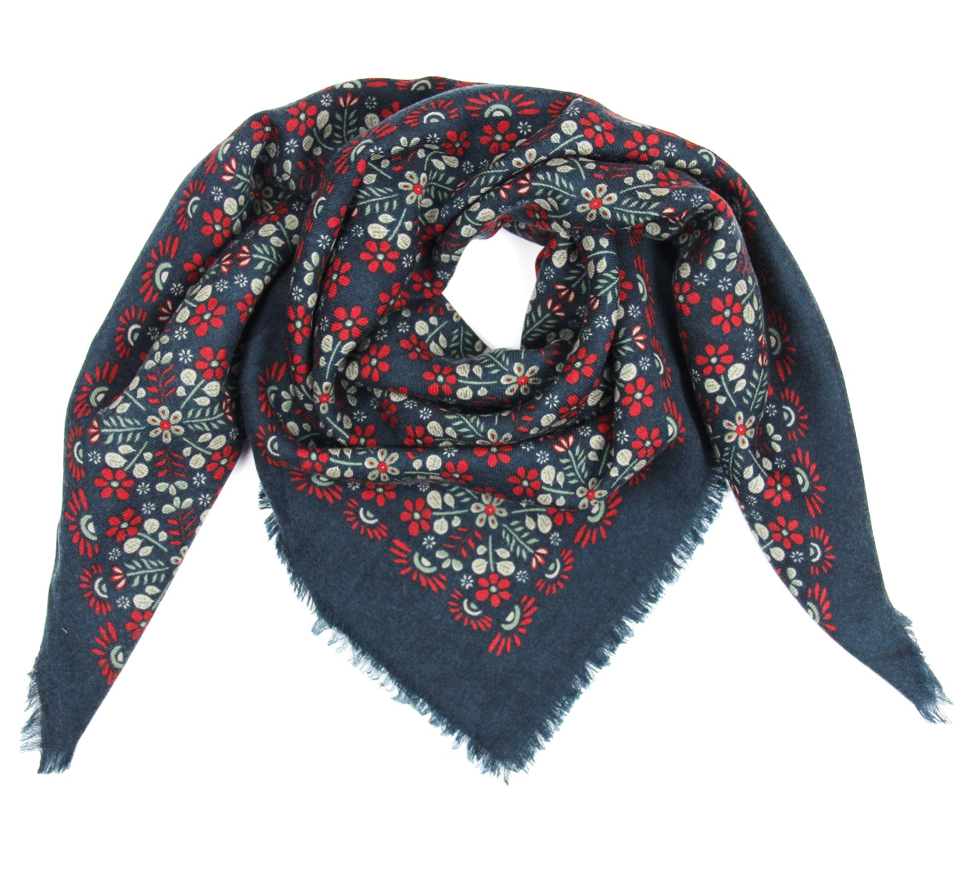 LES BELLES VAGABONDES. Agata Navy Wool Square