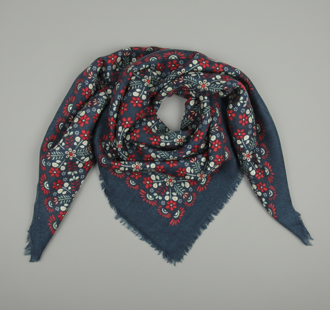 LES BELLES VAGABONDES. Agata Navy Wool Square