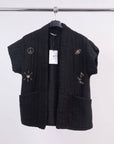 Quilted short sleeve jacket with embroidery