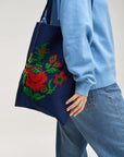 UKR.Cotton Embroidered Eco Shoulder Shopping Bag, Flower