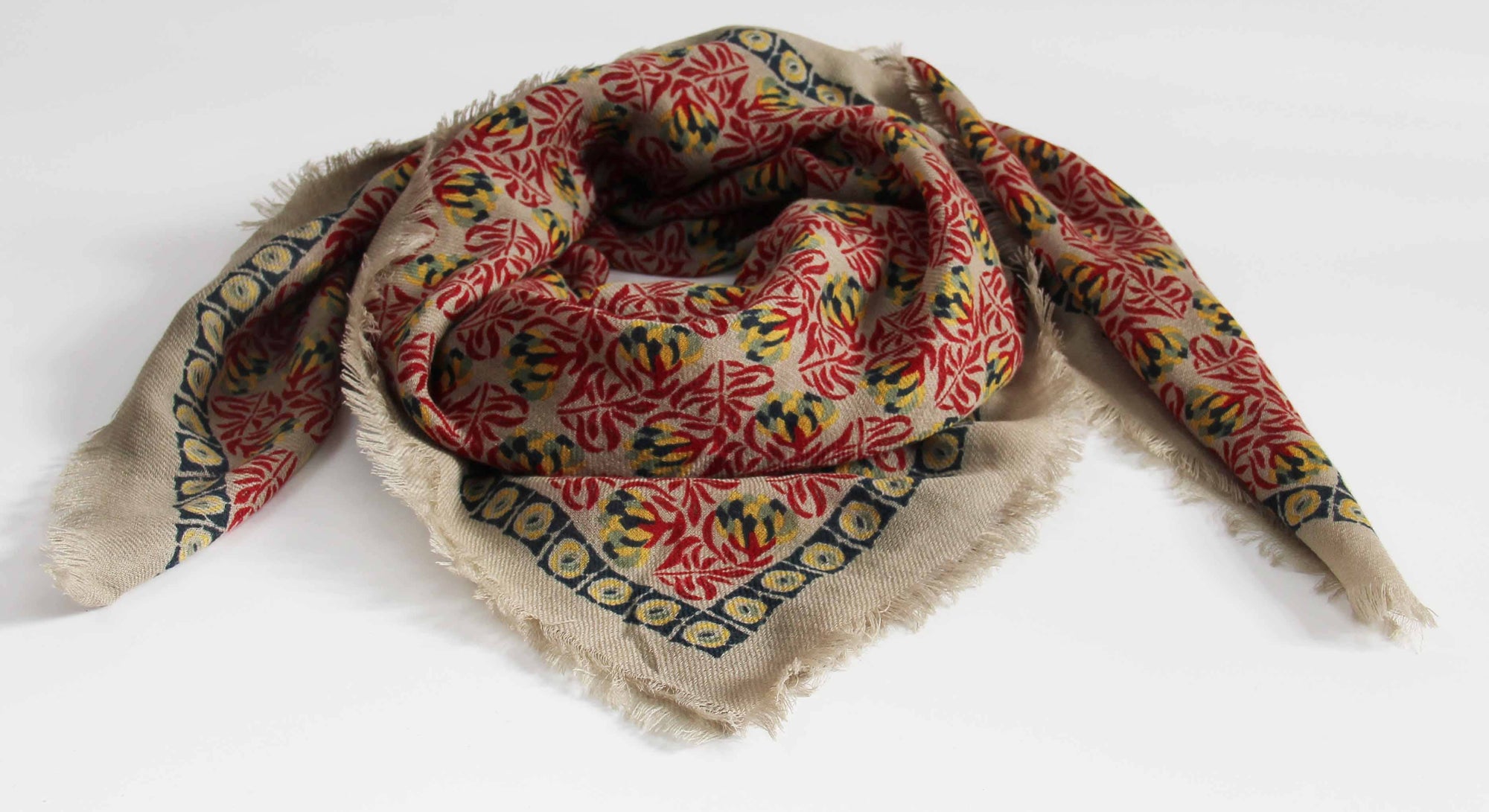 LES BELLES VAGABONDES. Rouge Red Poem Wool Square