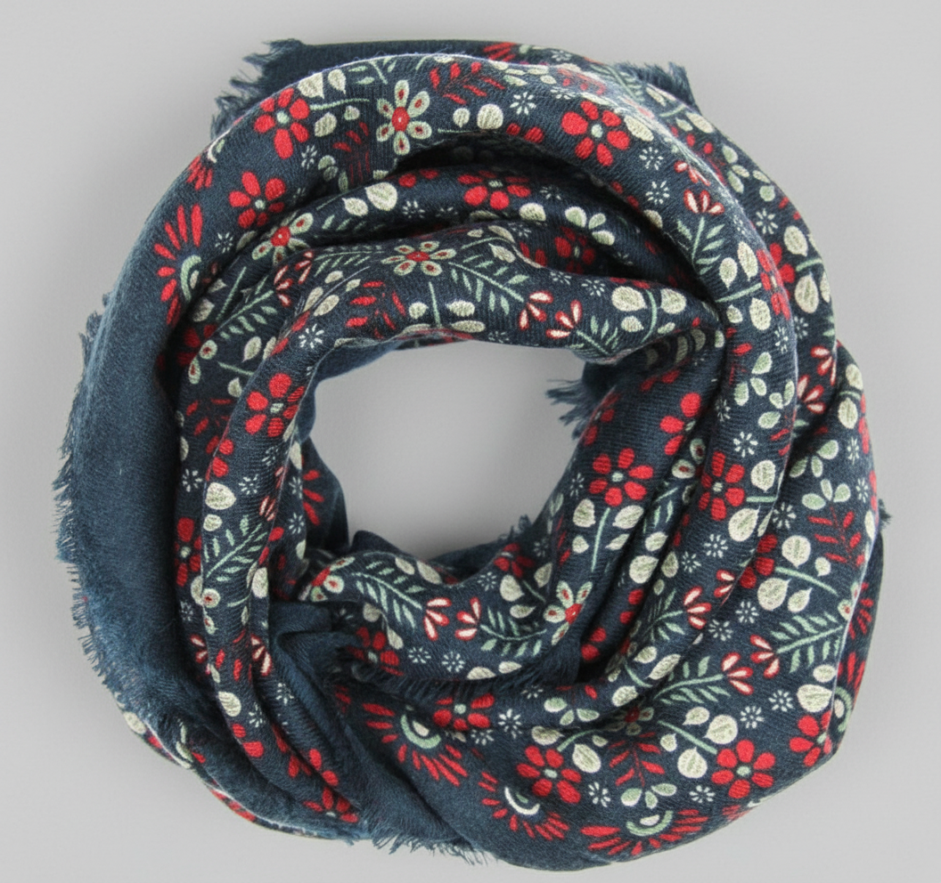 LES BELLES VAGABONDES. Agata Navy Wool Square