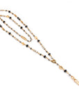 Rosary Necklace - Goldplated, black, white